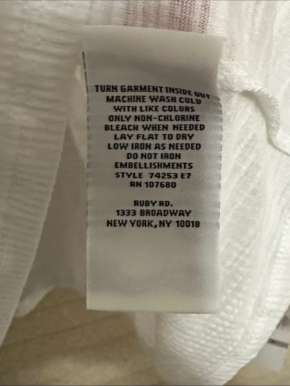 Ruby Rd. White Tunic with Blue Embroidered V-Neck - Picture 7 of 9